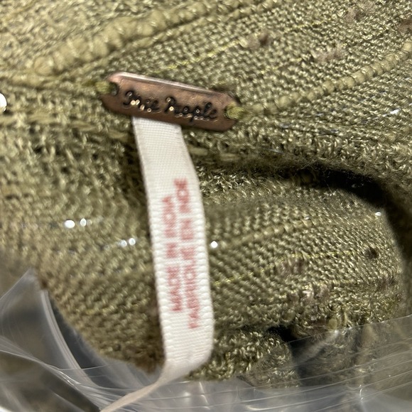 Free People Blouse Women Size Large Olive Green Gold Specks 3/4 Sleeve - Picture 6 of 9